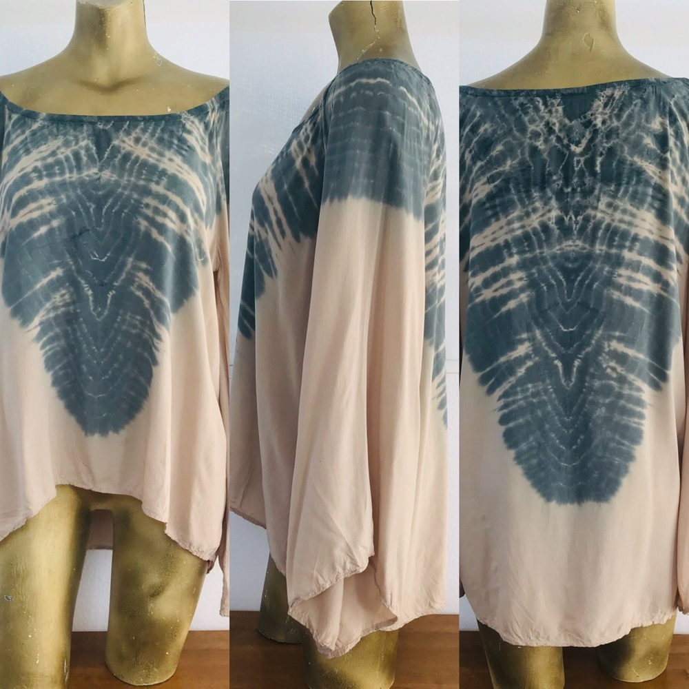 BLU MOON Boho Angel Sleeve CAFTAN Hippie Tunic TOP Small - Picture 6 of 16